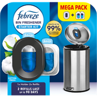 Febreze Cotton Fresh Bin Freshener Starter Kit Holder With Refills - 2 x 4.88 ml