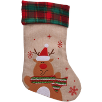 Holly Jolly Christmas Christmas Sock with Reindeer - 42cm
