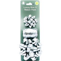 Giftmaker Luxury Gift Ribbon and Bow Silver
