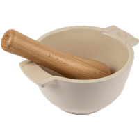 Ceramic mortar in ecru color, with beechwood pestle Appolia