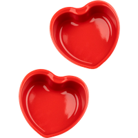 2 Individual Ceramic Heart Dishes, Red, 13.5 cm - 5 in For You