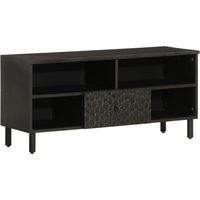 Vodali Mobilier Meuble TV noir 100x33x46 cm bois massif de manguier