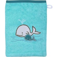 Wörner 2-tlg. Textil-Badeset Frottee Kapuzen-Badetuch 80x80 mit Waschlappen blau