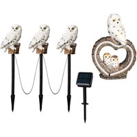 Solar-LED-Gartenfigur-Set "Schneeeulen", 4-teilig
