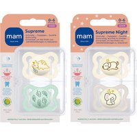 Mam 4er-Pack Schnuller Supreme Day+Night Silikon, 0-6 M