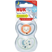 Nuk 2er-Pack Schnuller Space Night Silikon 6-18M