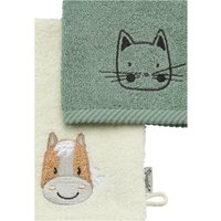 Sterntaler 2er-Pack Waschlappen beige | grau