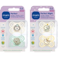 Mam 4er-Pack Schnuller Perfect Day+Night Silikon, 0-6 M