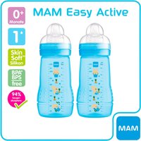 Mam 2er-Pack Babyflaschen Easy Active, Weithals, 270 ml, ab 0M