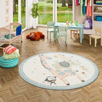 Pergamon Kinder Teppich Maui Kids Safari Tiere Bunt Rund