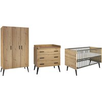 Schardt 3-tlg. Babyzimmer Morris Oak mit 3-türigem Kleiderschrank