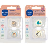 Mam 4er-Pack Schnuller Supreme Day+Night Silikon, 0-6 M