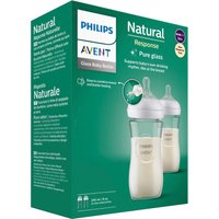 Philips Avent 2er-Pack Babyflasche Natural Response, Glas, 240ml, ab 1M