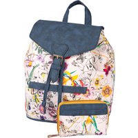 Set Rucksack & Geldbeutel „Flower“, 2-teilig, blau