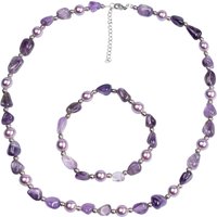Perlenschmuck-Set „Amethyst“, 2-teilig