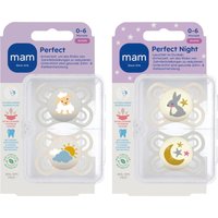 Mam 4er-Pack Schnuller Perfect Day+Night Silikon, 0-6 M