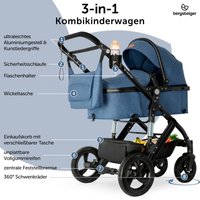 Bergsteiger Kinderwagen Nizza + Babyschale blau