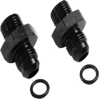 6AN Flare to 6AN ORB Male Fuel Rail Adapter Fitting Black 2PCS (ORB6-AN6)