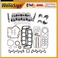 Wanaslgn Cylinder Head Gasket Set Pistons Engine Bearings For 1999-2008 Jeep Commander Dodge Ram 4.7L
