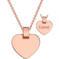 Kinder Herzkette mit Gravur in Rosegold (Silber 925 vergoldet) von AMOONIC I Halskette Mädchen Kette 38cm I Herzanhänger beidseitig individuell gravierbar I Herz Gravurkette für Kinder