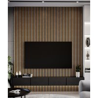 275x30x4,6 cm LD (5 lameli fornir dębowy) panel akustyczny na płycie MDF 6 mm - dekoracja ścienna 3D