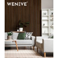 275x30x2,4 cm LD 6 lameli slim (orzech) panel akustyczny na czarnej płycie MDF 6 mm - dekoracja ścienna 3D