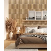 30x60x1,1 cm LD (Lamel podwójny) panel frezowany MDF fornir dębowy - ozdobna dekoracja ścienna 3D