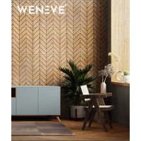 60x60x1,1 cm LD Jodełka (fornir dębowy) panel frezowany MDF - ozdobna dekoracja ścienna 3D