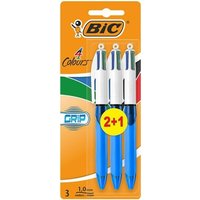 BIC 4 Colours Grip Ballpoint Pens 3 Pack