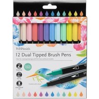 WHSmith Pastel Dual-Tip Brush Pens 12 Pack