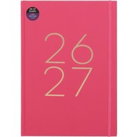 WHSmith Pink Linen A4 2026-27 Day to Page Essential Mid-Year Diary
