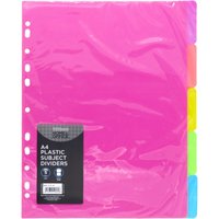 WHSmith Bright A4 5-Part Plastic File Dividers