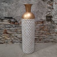 Vase Cleopatra aus Metall von Wiladu – Weißgoldene Flaschenvase im eleganten Design, 66x18 cm