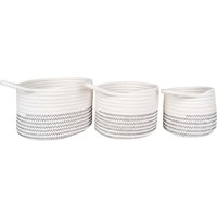 Petits paniers Algar Set de 3 en coton Blanc Gris House Nordic