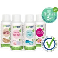 SET: FRESH AIR Vegans 'Kashmir' 'Cherry' 'Pure' ' Wildrose' Luftreinigungs-Konzentrat 100ml