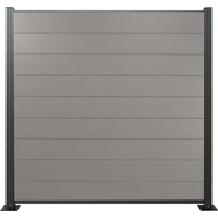 Woodstore24 XXL Komplettset WPC Zaun 20 S x 1800 B x 1850 H mm in grau Serie WoodoNorderney ohne Pfosten Start und Abschlussprofil silber eloxiert