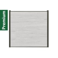Kit XXXL Premium, clôture composite Coex, beige, 20 mm (S) x 1790 mm (L) x 1750 mm (H), Système de clôture modulaire / brise-vue emboîtable avec profil de départ et de finition (série WoodoSylt sans poteaux)