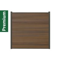 Kit XXXL Premium, clôture composite Coex, teak, 20 mm (S) x 1790 mm (L) x 1750 mm (H), Système de clôture modulaire / brise-vue emboîtable avec profil de départ et de finition (série WoodoSylt sans poteaux)