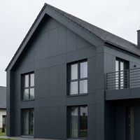 Panneaux de façade HPL, 8 mm, protection UV des deux côtés, 3050 mm x 1300 mm, couleur anthracite (3,965 m² / panneau)