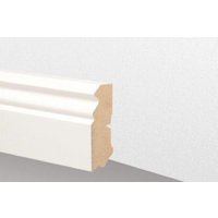 Plinthe en MDF blanche, pleine, bord profilé, 20 x 60 x 2 400 mm
