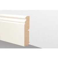 Plinthe en MDF blanche, massive, bord profilé, 20 x 80 x 2 400 mm