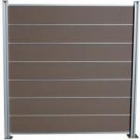 Kit XXL de clôture composite / brise-vue emboîtable, brun 1860 mm (hauteur) x 20 mm (épaisseur) x 1800 (largeur) mm, hauteur de la clôture y compris baguette centrale, départ et profil de finition (série WoodoCasablanca sans poteaux)