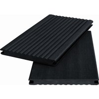 Plancher massif WPC WoodoKosXXL 20 x 200 mm, 4 m de long, anthracite strié / lisse, accessible des deux côtés