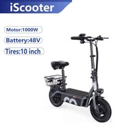 iScooter F3 48V 1000W High Power Electric Scooter, 45km/h Speed, 10 Inch Tires, Seat and Basket for Adults