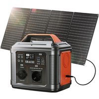 SBAOH P302 Portable Power Station with 60 W Solar Panel, 296 Wh Solar Generator with 300 W Output, Mobile Power Supply for Garden, Travel, Camping,