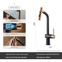 Higold Kitchen Sink Faucet – 304 Stainless Steel Pull-Out, Anti-Splash, Hot & Cold Mixer Tap with Extendable Sprayer