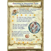 Urkunde zum Geburtstag – Sternzeichen Fische