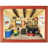 3D-Holzbild Motorradwerkstatt