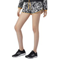 Short New Balance Printed Fast Flight Split Blanc Noir Femme, Taille XS