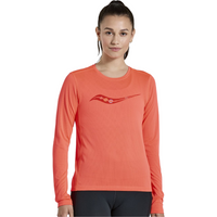 365Rider TShirt Saucony Stopwatch Langarm Korallen Damen Größe L